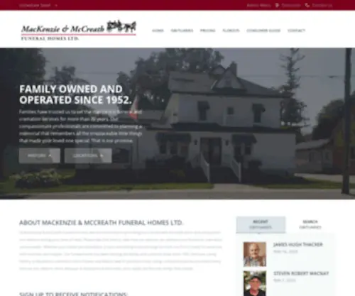 Mackenzieandmccreath.com(Funeral Services in Bruce County (Ripley and Lucknow)) Screenshot