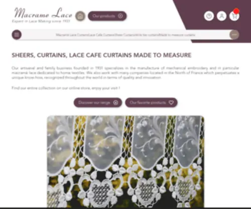 Macrame-Lace.com(High quality French Macrame Lace for home decor) Screenshot