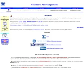 Macroexpressions.com(Innovative tools for embedded software) Screenshot