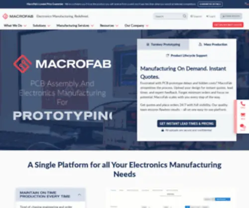 Macrofab.com(North America PCBA Manufacturing) Screenshot