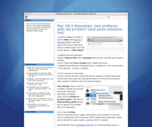Macswitching.com(The resource to people switching to the Mac (and to MacLife altogether)) Screenshot