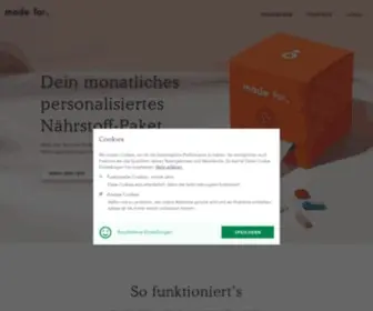 Made-FOR.com(Personalisierte Vitamine und Nahrungserg) Screenshot