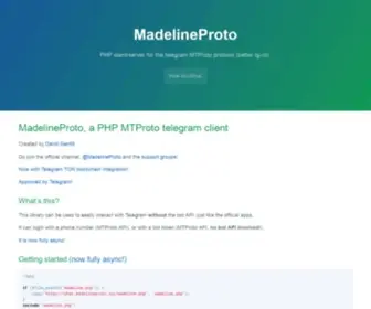 Madelineproto.xyz(PHP client/server for the telegram MTProto protocol (a better tg) Screenshot