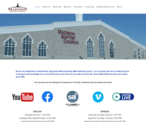 Madisonbaptist.com(Madison Baptist Church) Screenshot