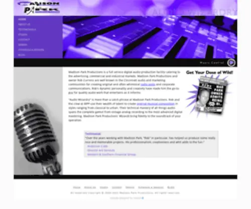 Madisonparkproductions.com(Complete audio production recording studio operated by Rob Currens) Screenshot