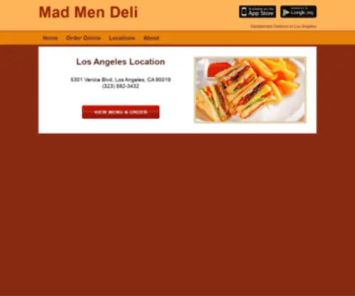 Madmendeli.com(Mad Men Deli Restaurant) Screenshot