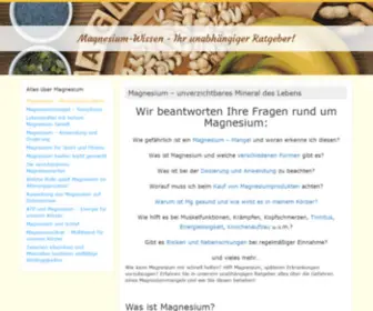 Magnesium-Wissen.info(Wir beantworten Ihre Fragen rund um Magnesium) Screenshot