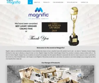 Magnific.in(Buy Luxury Designer Ceiling / Wall Fans Online in India) Screenshot