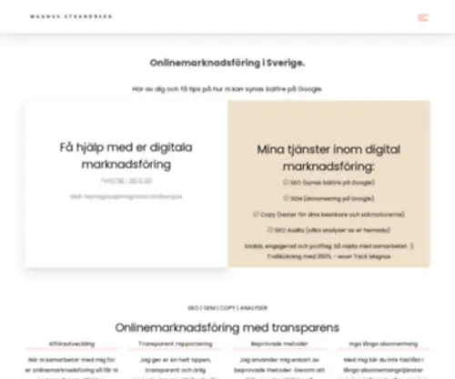 Magnusstrandberg.se(Onlinemarknadsföring) Screenshot