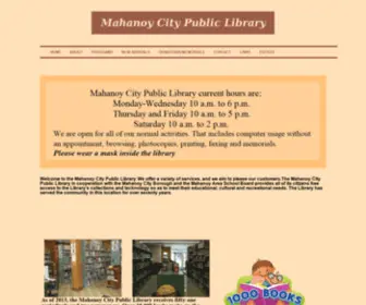 Mahanoylibrary.org(The website of the Mahanoy City Public Library. This website) Screenshot