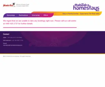 Mahindrahomestays.com(Beautiful India homestay accommodation) Screenshot