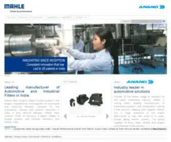 Mahlefiltersystemsindia.com(ANAND Group) Screenshot