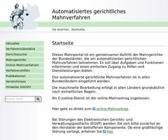 Mahngerichte.de(Automatisiertes gerichtliches Mahnverfahren) Screenshot