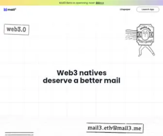 Mail3.me(Mail3 is a crypto native communication protocol that promises security) Screenshot