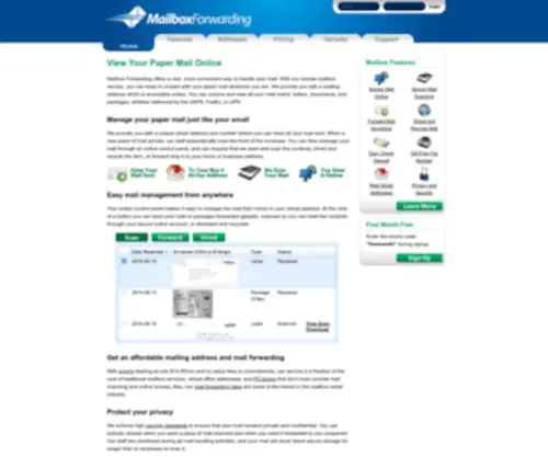 Mailboxforwarding.com(Mailbox Forwarding) Screenshot