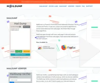 Maildump.co(Find all email addresses on any domain in seconds) Screenshot