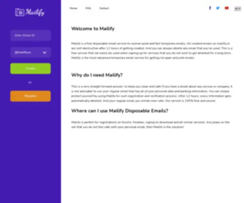 Mailify.co(Free Disposable Email Service) Screenshot