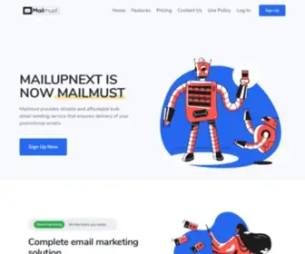 Mailupnext.com(Mailmust provides reliable and affordable bulk email sending service) Screenshot