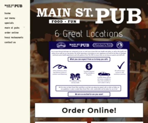Mainstpub.com(Main St Pub) Screenshot