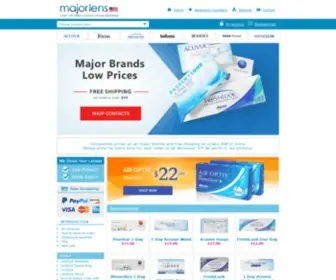 Majorlens.com(Contact Lenses) Screenshot