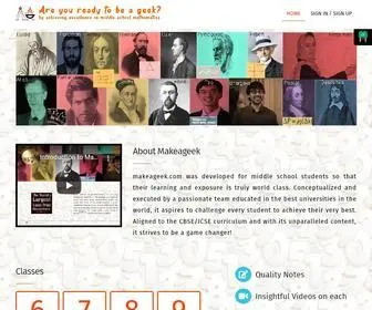 Makeageek.com(World class middle school mathematics content with inspiring stories and fun facts) Screenshot