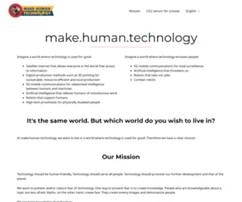 Makehumantechnology.org(Technologie menschenfreundlich gestalten) Screenshot