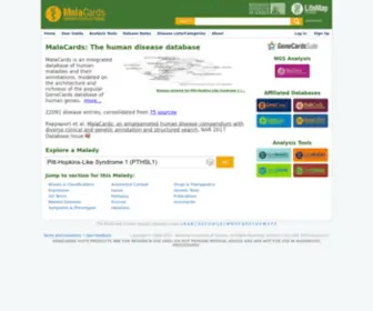 Malacards.org(Human disease database) Screenshot