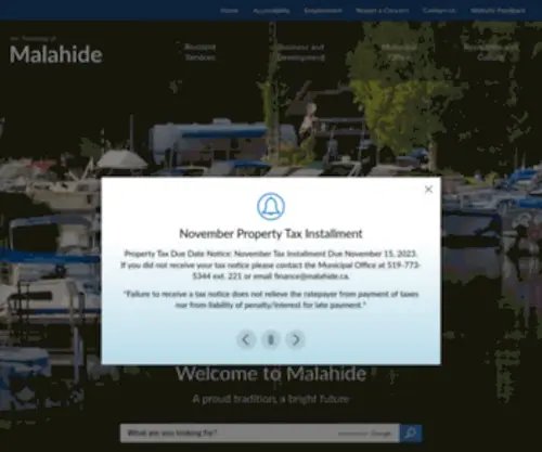 Malahide.ca(Township of Malahide) Screenshot