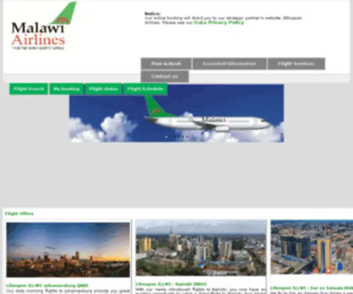 Malawian-Airlines.com(Malawian Airlines) Screenshot