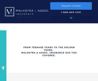 Malhotrainsurance.com(Malhotra & Assoc) Screenshot