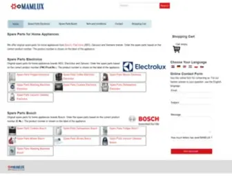 Mamlux.eu(Spare Parts for Home Appliances) Screenshot