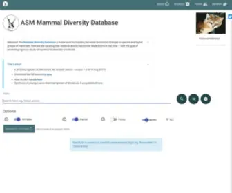 Mammaldiversity.org(ASM Mammal Diversity Database) Screenshot