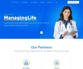 Managinglife.com(The digital solution for managing chronic pain) Screenshot