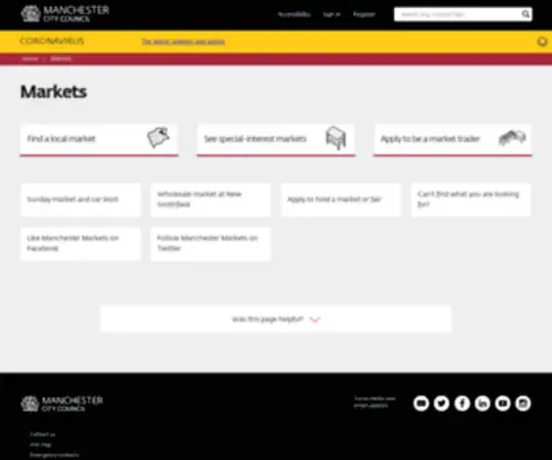 Manchestermarkets.com(Manchester City Council) Screenshot