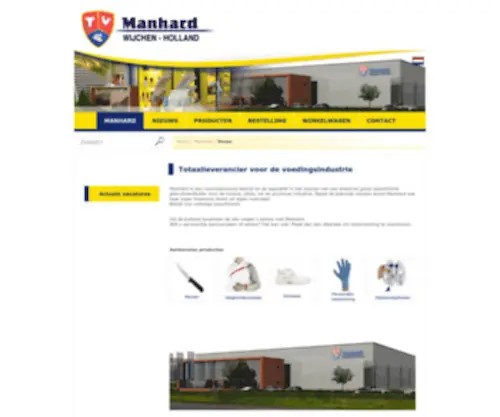 Manhard.nl(Totaalleverancier voor de voedingsindustrie) Screenshot