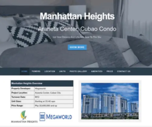 Manhattanheightcubao.com(Manhattan Heights developed by Megaworld) Screenshot