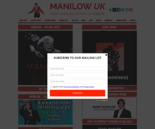 Manilowuk.com(Barry Manilow : The Official Barry Manilow UK Website) Screenshot