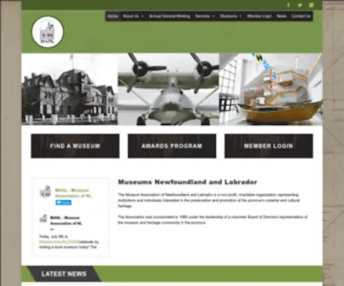 Manl.nf.ca(Museum Association of Newfoundland and Labrador) Screenshot