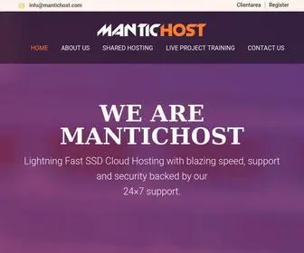 Mantichost.com(SSD Web Hosting in India) Screenshot