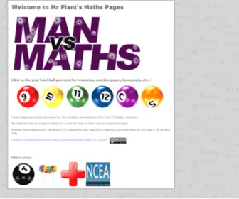 Manvsmaths.com(Mr Plant's Maths Pages) Screenshot