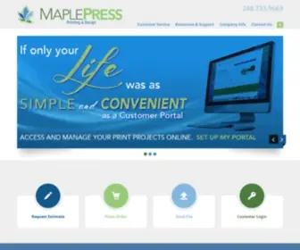 Maplepressprinting.com(Printing, Design, Mailing, Bindery, Large Format) Screenshot