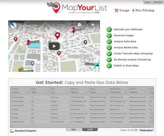 Mapyourlist.com(Map Your List) Screenshot