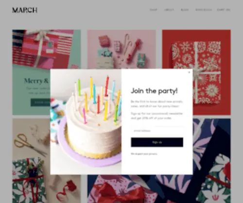 Marchpartygoods.com(Sustainable, playful gift wrap) Screenshot