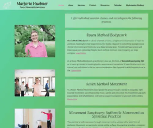 Marjoriehuebner.com(Touch, Movement, Awareness) Screenshot