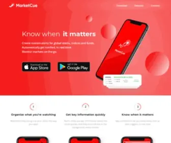 Marketcueapp.com(Know when it matters) Screenshot