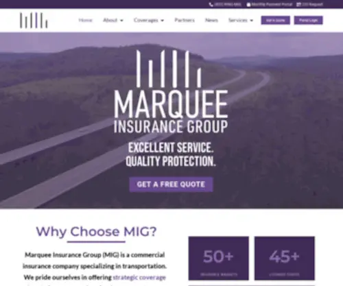 Marqueeig.com(Commercial insurance carriers) Screenshot