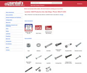 Marshallshardware.com(Industrial Hardware in San Diego) Screenshot