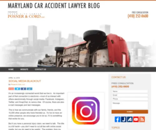 Marylandcaraccidentlawyersblog.com(Posner & Cord) Screenshot