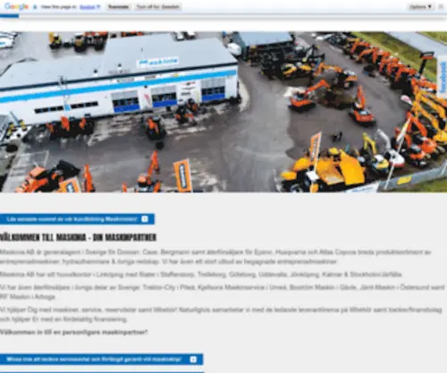 Maskinia.se(Maskinia AB erbjuder ett komplett sortiment av entreprenadmaskiner) Screenshot