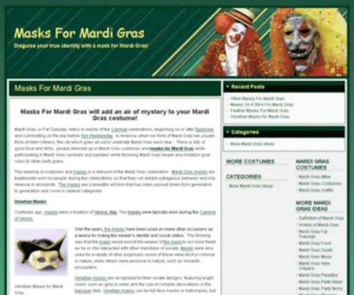Masksformardigras.com(Masks For Mardi Gras) Screenshot